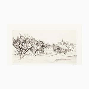 Trees in Grignon - Original Etching on Paper by P. Guastalla - Mid 20th Century Mid 20th Century