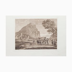 Paesaggio - Acquaforte e acquatinta su carta di L. Caracciolo After C. Lorrain 1815