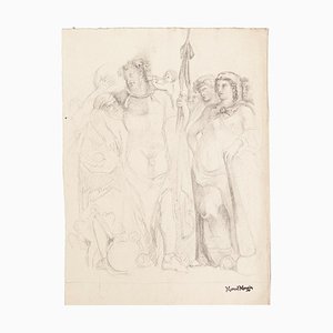 Study of Figures - Drawing on Paper by Marcel Mangin - Fine XIX secolo