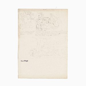 Estudio de figuras- Dibujo a lápiz sobre papel de M.Mangin - Siglo XIX, finales del siglo XIX