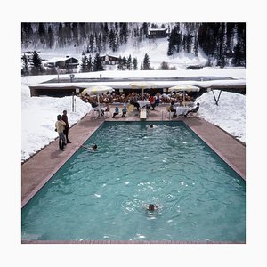 Snow Round the Pool Oversize C Print Framed in White by Slim Aarons