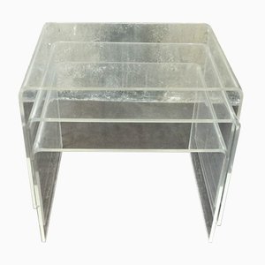 Vintage Acrylic Glass Side Tables, 1970s, Set of 3