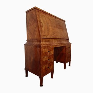 Art Deco Walnut Secretaire with Birch Inlay & 16 Drawers, 1920s