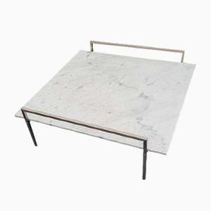 Tavolino da caffè in marmo con base rettangolare in metallo, anni '60