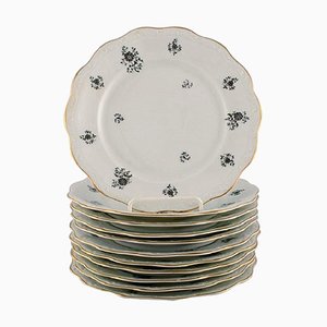 Rubens Lunch Plates in Porcelain with Floral Motifs from KPM, Berlin, 1940s, Set of 11