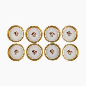 Goldene Royal Copenhagen Keramik Untersetzer aus Porzellan mit Goldrand, 8er Set