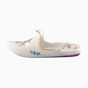 Antique Meissen Slipper in Hand-Painted Porcelain with Floral Motifs
