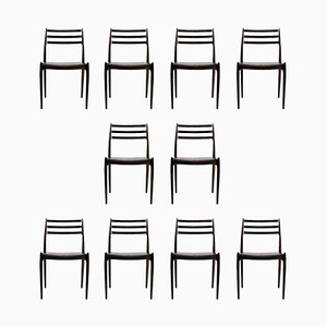 Rosewood Dining Chairs by Niels Otto Møller for J.L. Møllers, 1950s, Set of 10