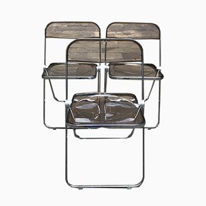 Plia Dining Chairs by Giancarlo Piretti for Castelli / Anonima Castelli, 1970s, Set of 3