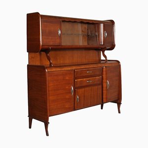 Walnut Sideboard with Showcase by Paolo Buffa for Palazzi del Mobile, 1940s
