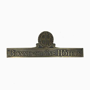 Vintage French Brass Bonne-Chaîne Hôtels Sign, 1970s