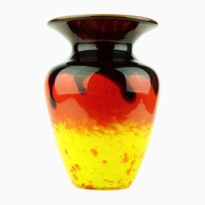 French Art Deco Black, Orange and Yellow Vase by Charles Schneider, 1920s
