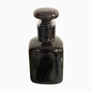 Schwarze Vintage Glasflasche von Venini, 1970er