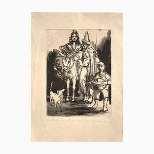 Spanish Family - Original Etching by Pere Créixams - 20th Century 20th Century