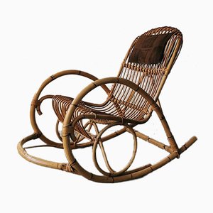 Rocking Chair Mid-Century en Rotin de Rohé Noordwolde