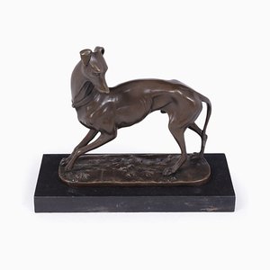 Sculpture Whippet Art Déco en Bronze par Barye