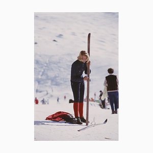 Verbier Skier Oversize C Print Framed in Black by Slim Aarons