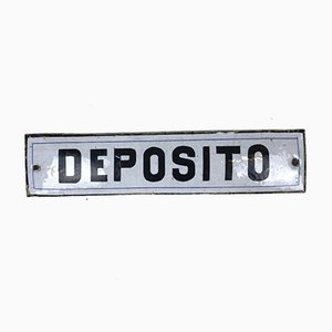 Vintage Italian Enamel Metal Storage Sign Deposito, 1950s