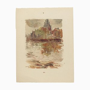 Landscape Watercolor on Paper by Pierre Laurent Brenot