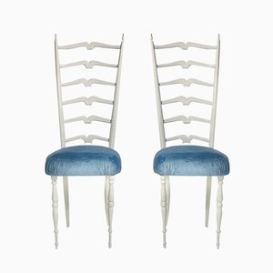 Weiße Beistellstühle mit hoher Rückenlehne von Gio Ponti, 1950er, 2er Set