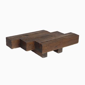 Minimal French Wooden Coffee Table, 1960s