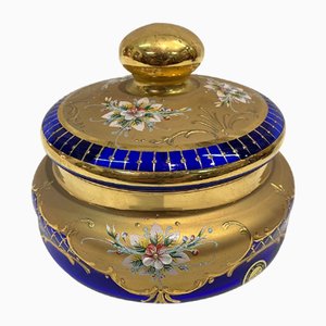 Round Murano Glass Jar with Gold and Enamels, 1970s