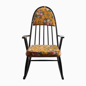 Rocking Chair avec Coussins Jaunes, 1950s