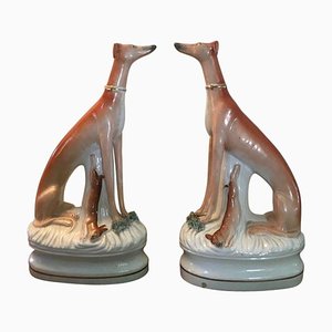 Sculptures Staffordshire Greyhound Antique, Set de 2