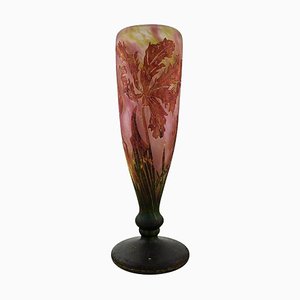 Large Art Nouveau Cameo Vase in Mouth Blown Art Glass from Daum Nancy