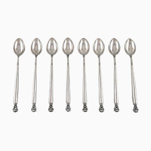 Acorn Ice Tea Spoons in Sterling Silver by Georg Jensen, 1940s, Set of 8