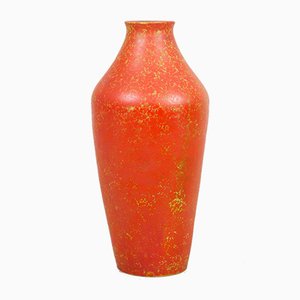 Large Vintage Orange Ceramic Vase