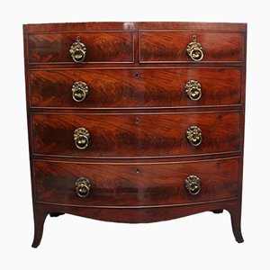 19th-Century Flame Mahogany Bowfront Chest of Drawers