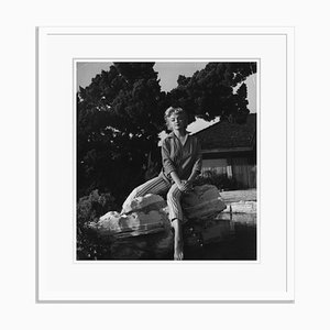 Marilyn Monroe Wearing Striped Capri Pants Silver Gelatin Resin Print Framed in White by Baron