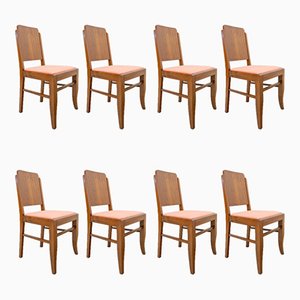 Art Deco Portuguese Dining Chairs, 1930s, Set of 8