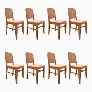 Art Deco Portuguese Dining Chairs, 1930s, Set of 8