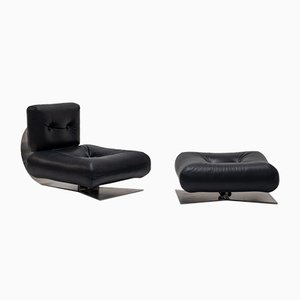 Vintage Sessel mit Fußhocker von Oscar Niemeyer, 2er Set