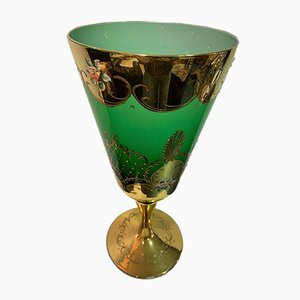 Jarrón de cristal de Murano con adornos de oro y esmalte, años 50