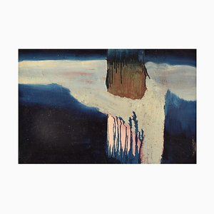 Swedish Modernist Composition Oil on Canvas, 1960s