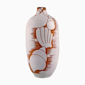 Jarrón de cerámica esmaltada en blanco con conchas marinas de Anna Lisa Thomson, años 50