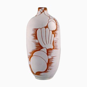 Vase aus weiß glasierter Keramik mit Muscheln von Anna Lisa Thomson, 1950er