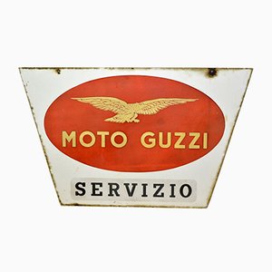 Insegna Servizio Moto Guzzi vintage in metallo smaltato, Italia, anni '50