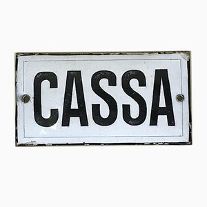 Cartel Cassa italiano vintage de metal curvo esmaltado o caja, años 20