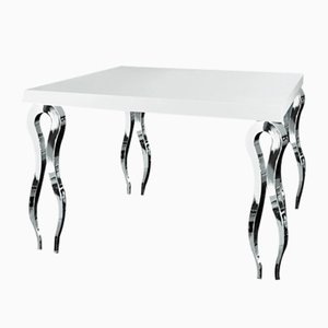 Italienischer quadratischer hoher Tisch aus Holz und Stahl von VGnewtrend