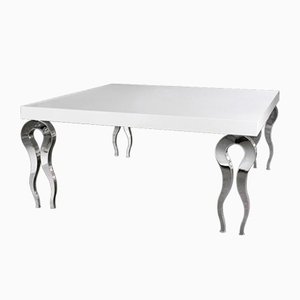 Großer italienischer quadratischer Tisch aus Holz und Stahl von VGnewtrend