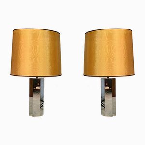 Lámparas de mesa esculturales alemanas de metal cromado de Ingo Maurer para Design M, años 60. Juego de 2