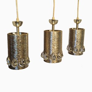 Lustres Mid-Century en Cristal de Palwa, Set de 3