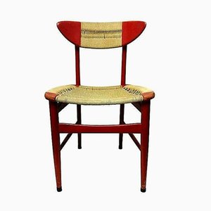 Sedia da pranzo in legno e corda intrecciata di Hans Wegner, anni '50
