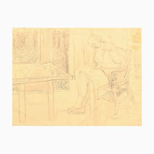 Nude - Original Pencil on Paper by Jeanne Daour - 1941 1941