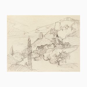 Landscape - Original Pencil on Paper - 20th Century 20th Century