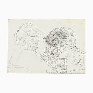 Figurines - Crayon et Papier Originale sur Papier par Jeanne Daour - 20ème Siècle 20ème Siècle